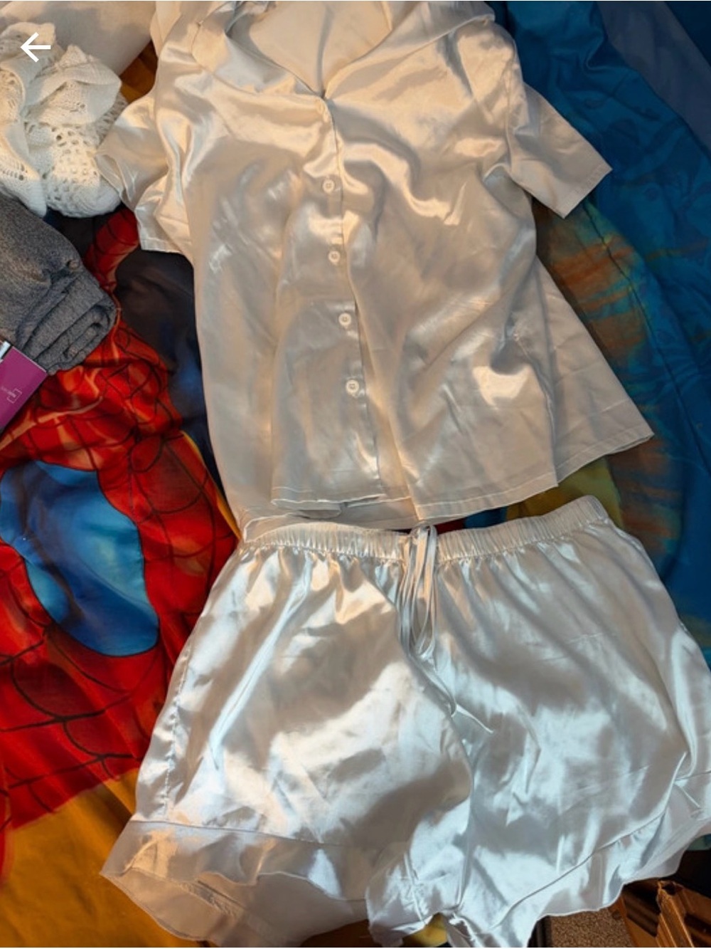 Satin Pajama Set in White